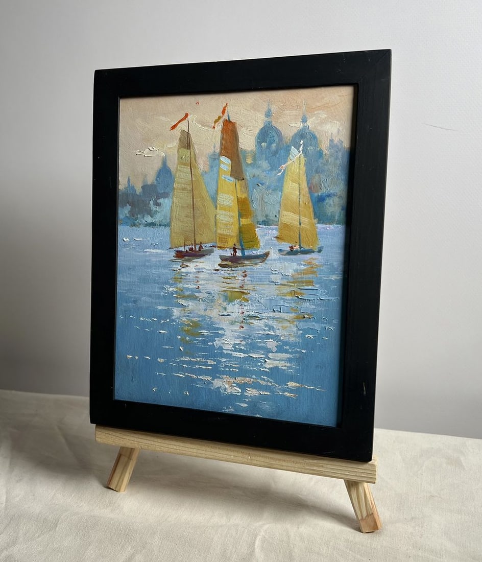 Oil painting Three sailboats in the evening Yuriy Suprunchuk - 2