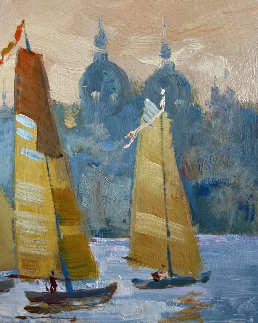 Oil painting Three sailboats in the evening Yuriy Suprunchuk - 4