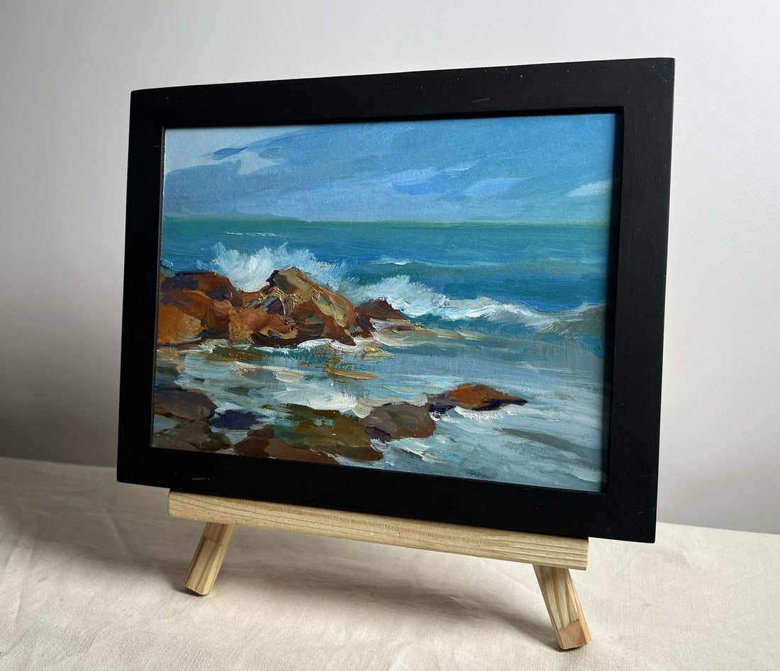 Oil painting The waves are hitting the rocks Yuriy Suprunchuk - 2