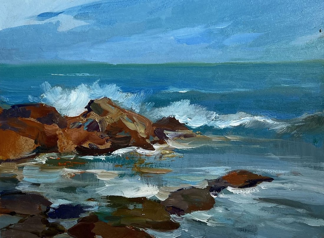 Oil painting The waves are hitting the rocks Yuriy Suprunchuk - 3