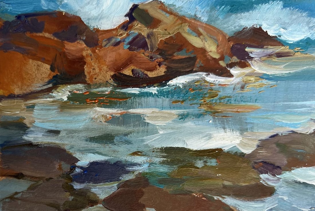 Oil painting The waves are hitting the rocks Yuriy Suprunchuk - 7