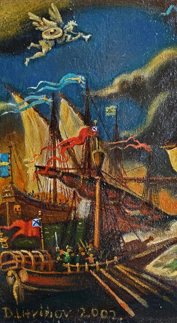 Oil painting Fights at sea Daniil Litvinov - 4