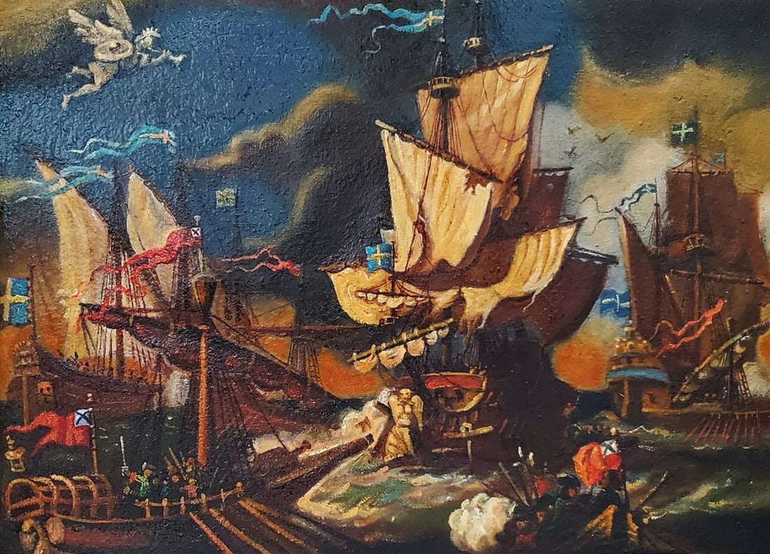 Oil painting Fights at sea Daniil Litvinov - 6