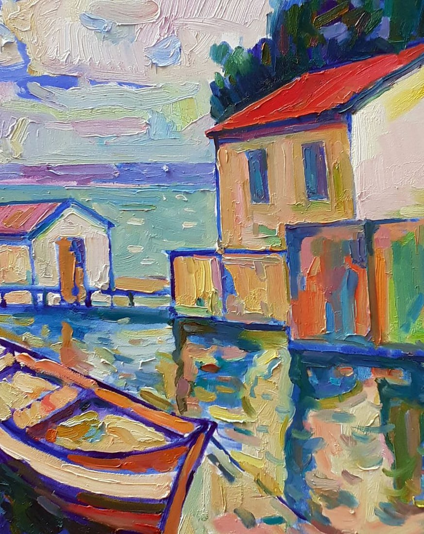 Oil painting Landscape with a boat Peter Tovpev - 5