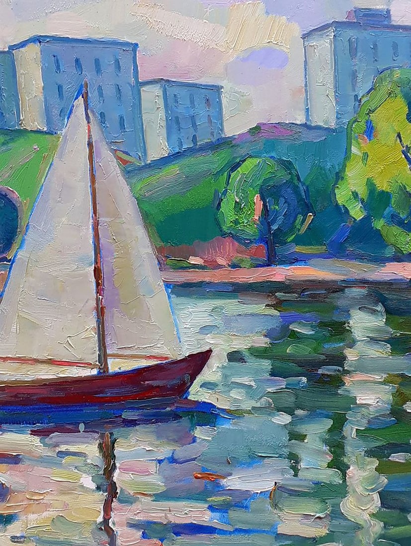 Oil painting Sails at sea Peter Tovpev - 4