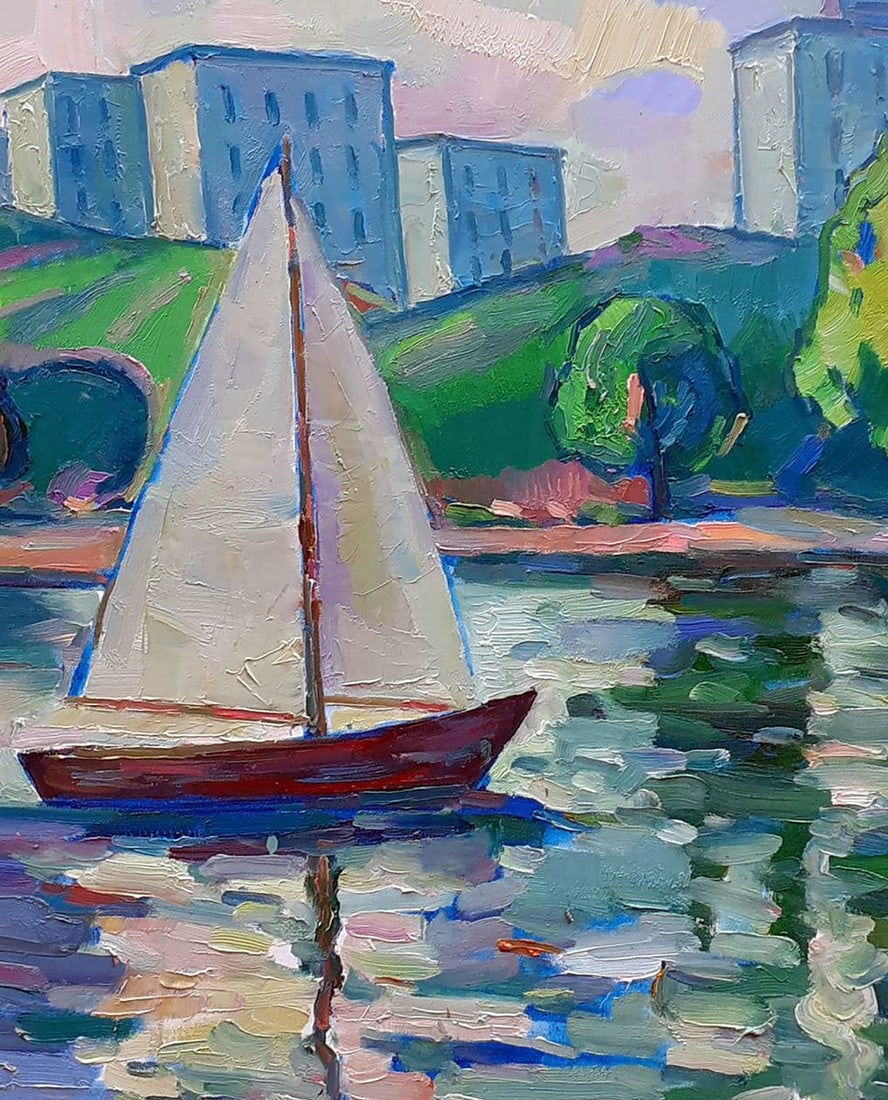 Oil painting Sails at sea Peter Tovpev - 5