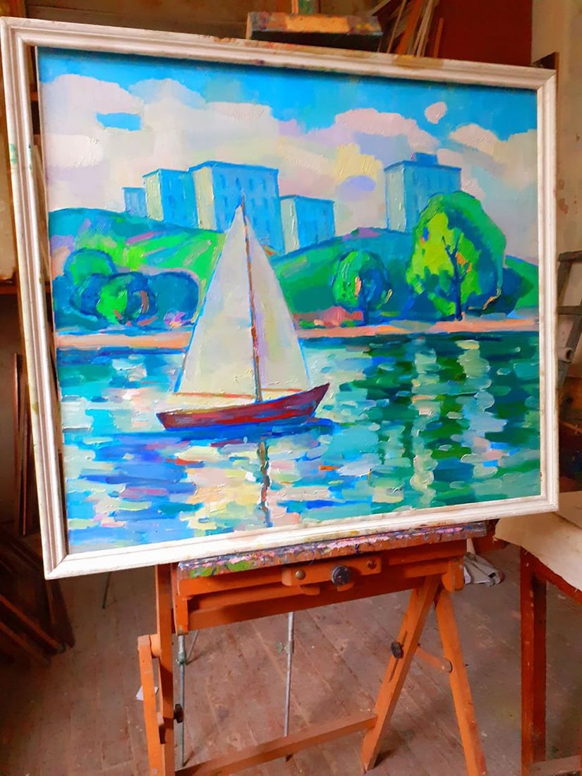 Oil painting Sails at sea Peter Tovpev - 6