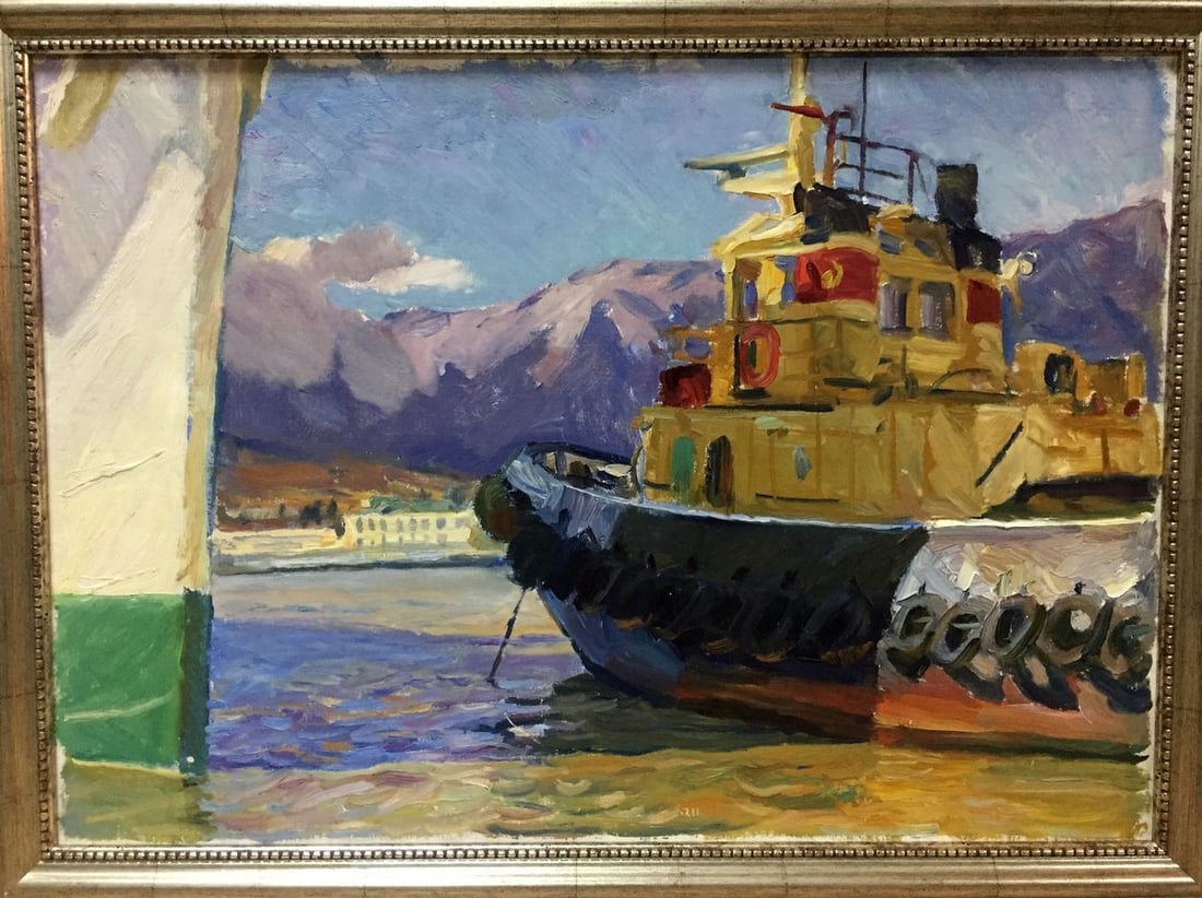 Oil painting Bay Melikhov Georgy Stepanovich: Title: Oil painting Bay Melikhov Georgy Stepanovich Description: Bag 26 *** ABOUT THIS PAINTING *** * TITLE: "Bay" * ARTISTS: Melikhov Georgy Stepanovich * SIZE: 70x50 cm/'27.55x19.68 inches' *
