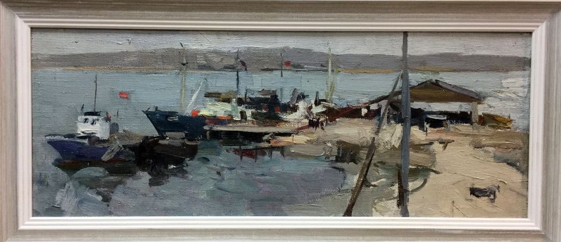 Oil painting Seiners Fyodor Zakharov: Title: Oil painting Seiners Fyodor Zakharov Description: Bag 39 *** ABOUT THIS PAINTING *** * TITLE: "Seiners" * ARTISTS: Fyodor Zakharov * SIZE: 40x105 cm/'15.74x41.33 inches' * MEDIUM: oil, canvas