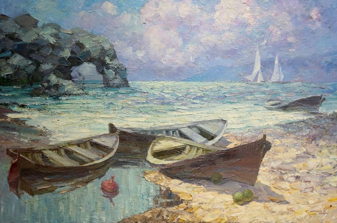 Oil painting Boats near the shore Smirnov Evgeny Vladimirovich: Title: Oil painting Boats near the shore Smirnov Evgeny Vladimirovich Description: Vern 1266 *** ABOUT THIS PAINTING *** * TITLE: "Boats near the shore" * ARTISTS: Smirnov Evgeny Vladimirovich * SIZE: