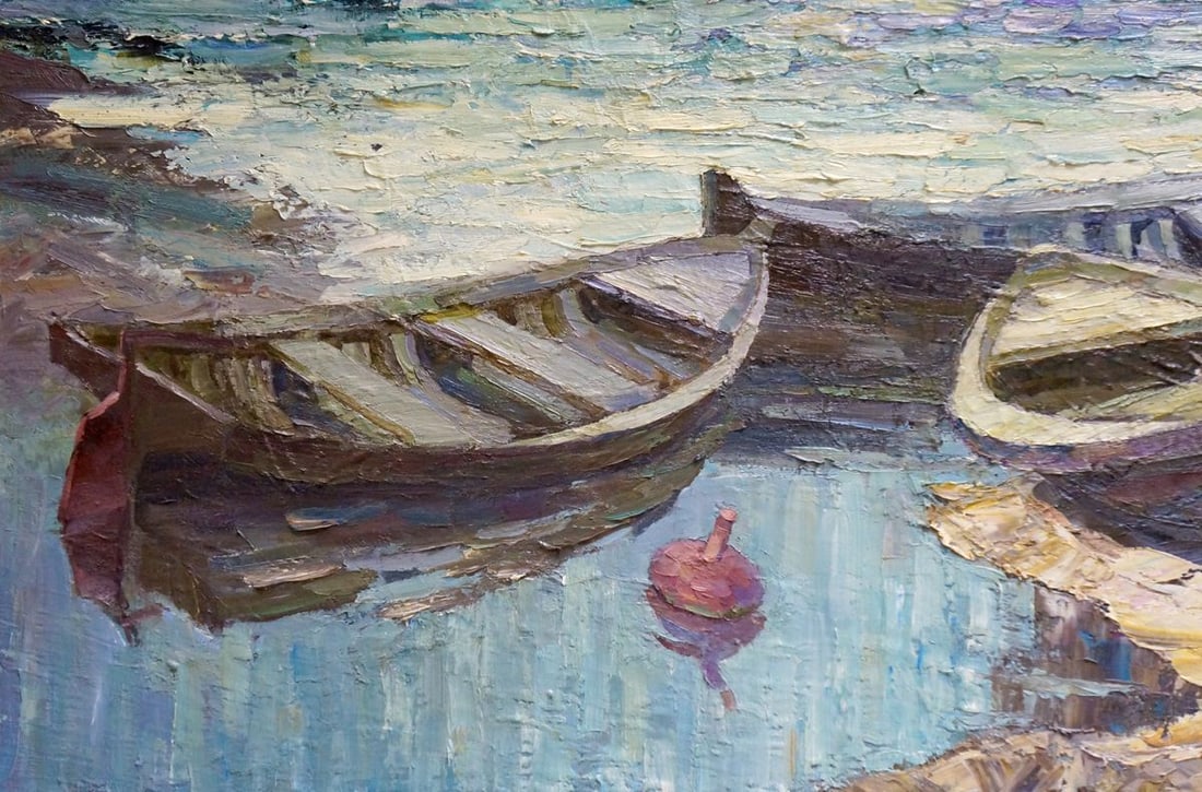 Oil painting Boats near the shore Smirnov Evgeny Vladimirovich - 2