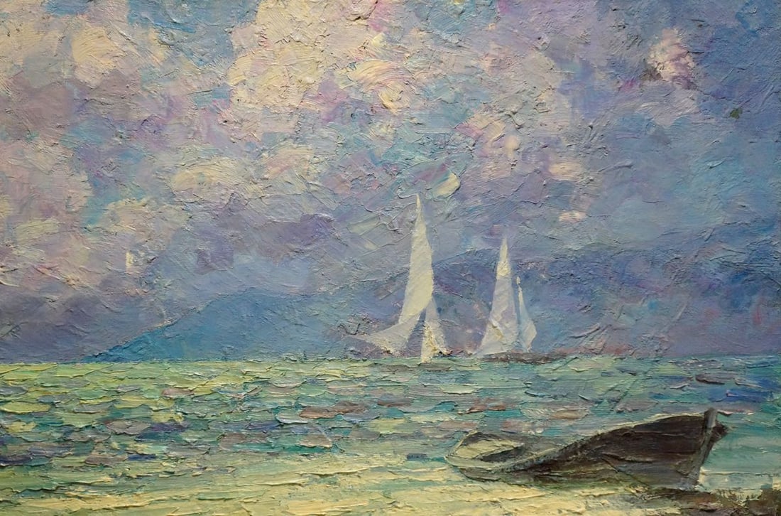 Oil painting Boats near the shore Smirnov Evgeny Vladimirovich - 4