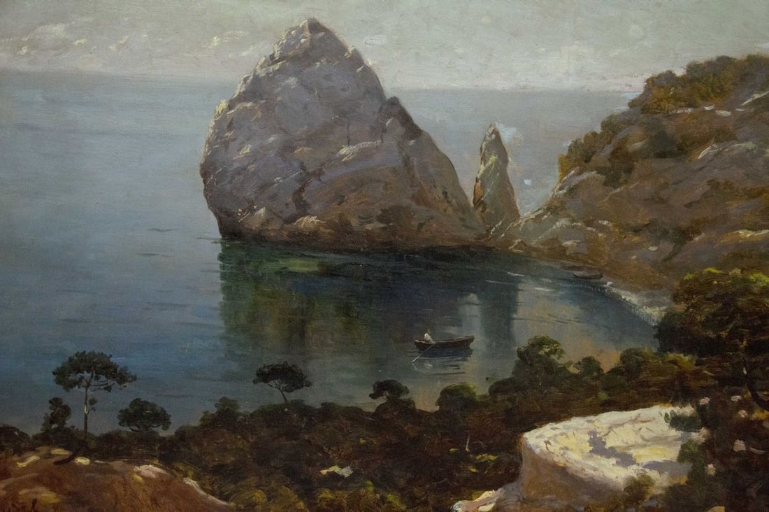 Oil painting Seascape: Title: Oil painting Seascape Description: Vernd 81 *** ABOUT THIS PAINTING *** * TITLE: "Seascape" * ARTISTS: Unknown artist * SIZE: 67x94 cm/'26.37x37.00 inches' * MEDIUM: oil, cardboard * HAND PAINT