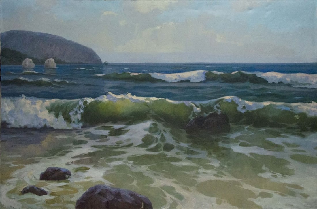 Oil painting Seascape Tsyganok Nikitin: Title: Oil painting Seascape Tsyganok Nikitin Description: Vernd 128 *** ABOUT THIS PAINTING *** * TITLE: "Seascape" * ARTISTS: Tsyganok Nikitin * SIZE: 120x180 cm/'47.24x70.86 inches' * MEDIUM: oil,