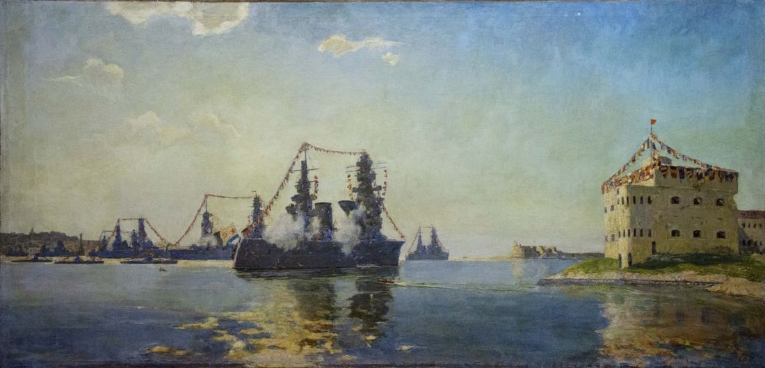 Oil painting Landscape with ships Vladimirov Sergey Sidorovich: Title: Oil painting Landscape with ships Vladimirov Sergey Sidorovich Description: Vernd 164 *** ABOUT THIS PAINTING *** * TITLE: "Landscape with ships" * ARTISTS: Vladimirov Sergey Sidorovich *