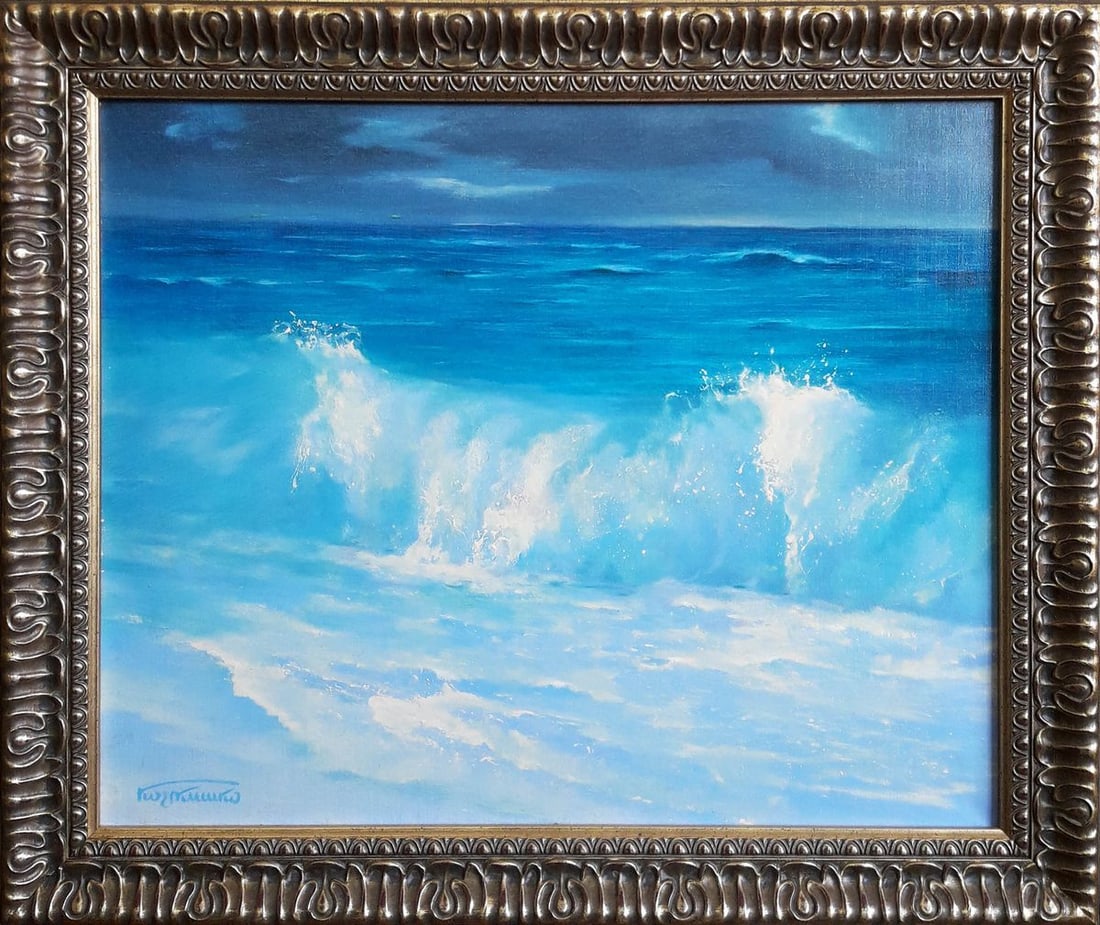 Oil painting Surf Korkishko Vasily: Title: Oil painting Surf Korkishko Vasily Description: Kork 100 *** ABOUT THIS PAINTING *** * TITLE: "Surf" * ARTISTS: Korkishko Vasily * SIZE: 43x53 cm/'16.92x20.86 inches' * MEDIUM: oil, canvas, fra