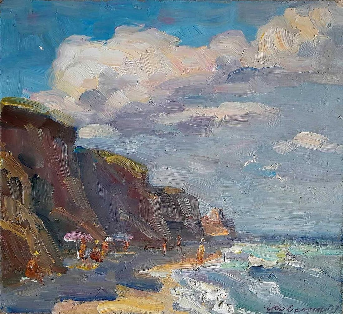 Oil painting Rocky coast Kovalenko Ivan Mikhailovich: Title: Oil painting Rocky coast Kovalenko Ivan Mikhailovich Description: Koval 176 *** ABOUT THIS PAINTING *** * TITLE: "Rocky coast" * ARTISTS: Kovalenko Ivan Mikhailovich * SIZE: 21x23 cm/'8.26x9.05