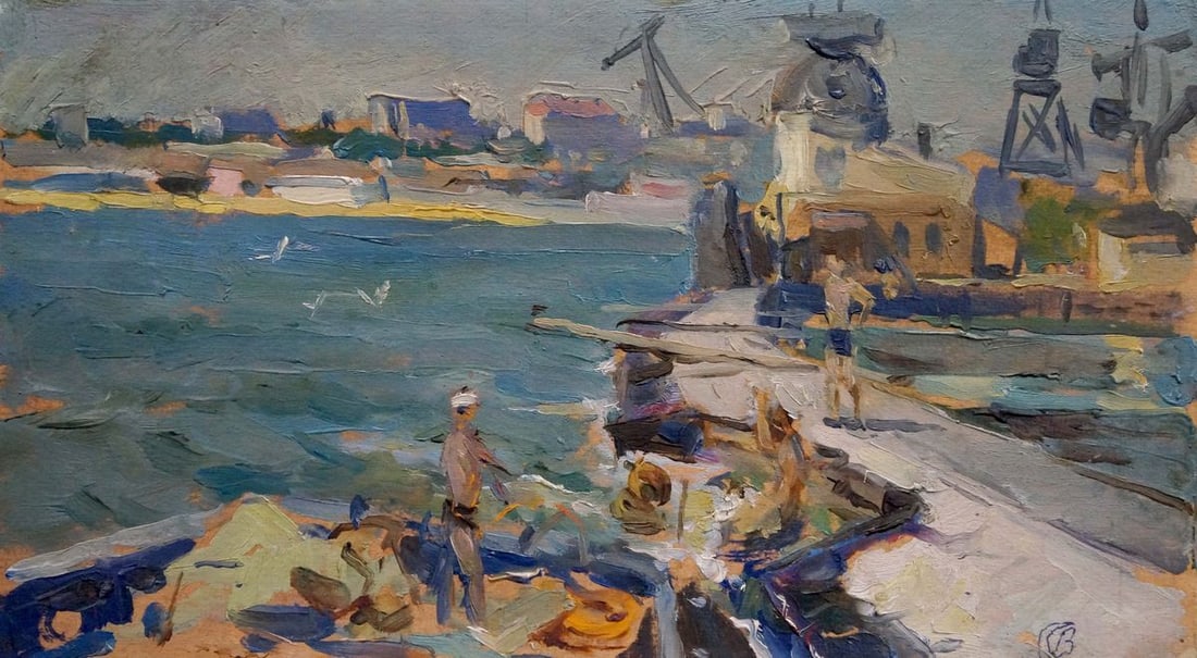 Oil painting Ship repair Strelnikov Vladimir Vladimirovich: Title: Oil painting Ship repair Strelnikov Vladimir Vladimirovich Description: Verns 363 *** ABOUT THIS PAINTING *** * TITLE: "Ship repair" * ARTISTS: Strelnikov Vladimir Vladimirovich * SIZE: