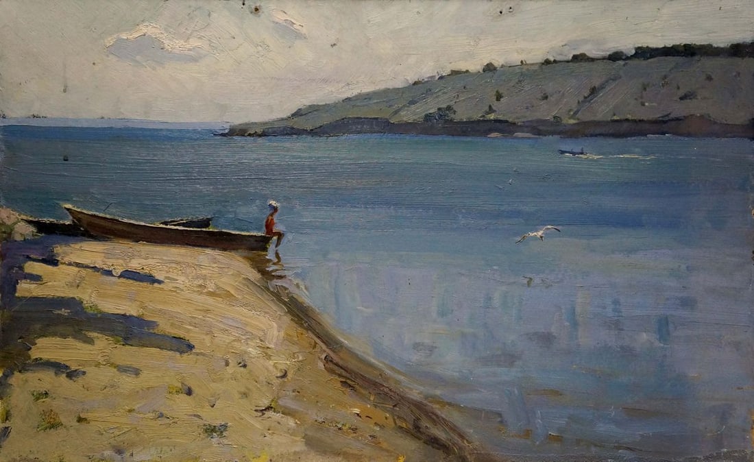 Oil painting Girl on the shore Petrov Georgy Petrovich: Title: Oil painting Girl on the shore Petrov Georgy Petrovich Description: Verns 454 *** ABOUT THIS PAINTING *** * TITLE: "Girl on the shore" * ARTISTS: Petrov Georgy Petrovich * SIZE: 50x80 cm/'19.68