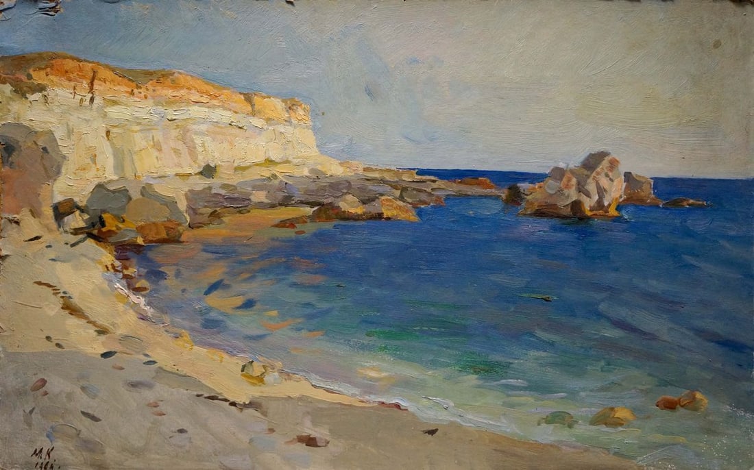 Oil painting Sea landscape Kobylenkov Mikhail Vasilievich: Title: Oil painting Sea landscape Kobylenkov Mikhail Vasilievich Description: Verns 455 *** ABOUT THIS PAINTING *** * TITLE: "Sea landscape" * ARTISTS: Kobylenkov Mikhail Vasilievich * SIZE: 50x80 cm/