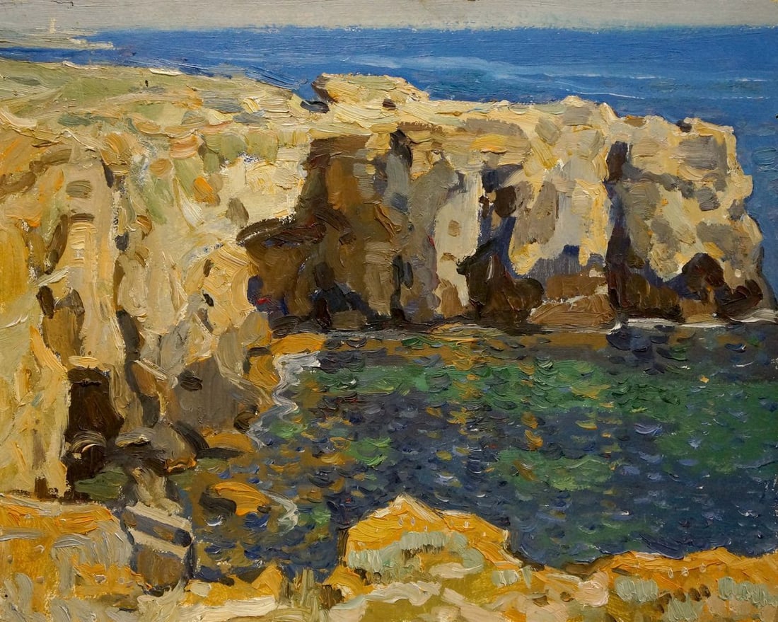 Oil painting Landscape by the cliff Konovalov Yuri Alexandrovich (1 of 8)