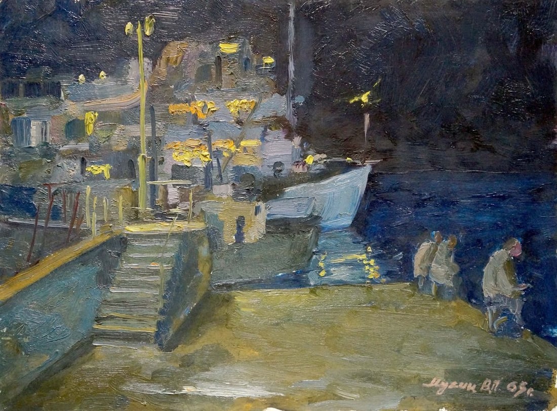 Oil painting Night landscape Mukhin Valery Petrovich: Title: Oil painting Night landscape Mukhin Valery Petrovich Description: Verns 491 *** ABOUT THIS PAINTING *** * TITLE: "Night landscape" * ARTISTS: Mukhin Valery Petrovich * SIZE: 38x50