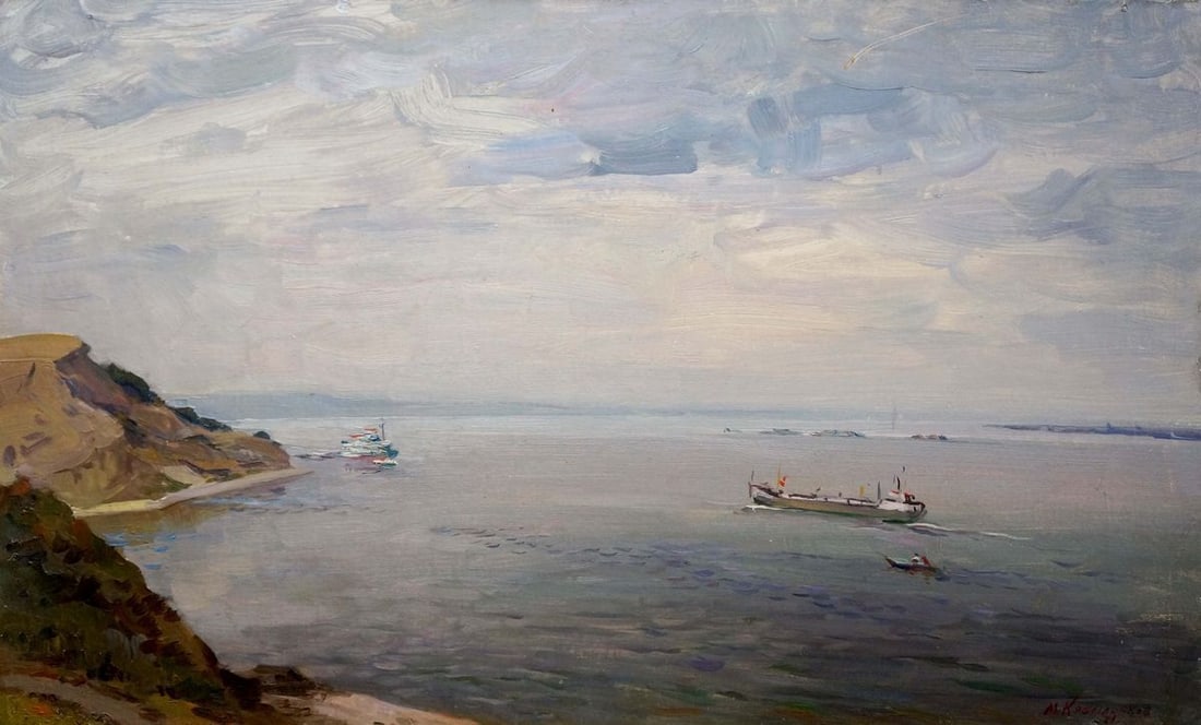 Oil painting Evening on the Volga Kobylenkov Mikhail Vasilievich: Title: Oil painting Evening on the Volga Kobylenkov Mikhail Vasilievich Description: Verns 496 *** ABOUT THIS PAINTING *** * TITLE: "Evening on the Volga" * ARTISTS: Kobylenkov Mikhail Vasilievich * S