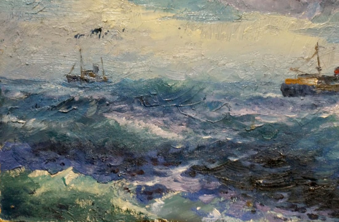 Oil painting Ships at sea - 2
