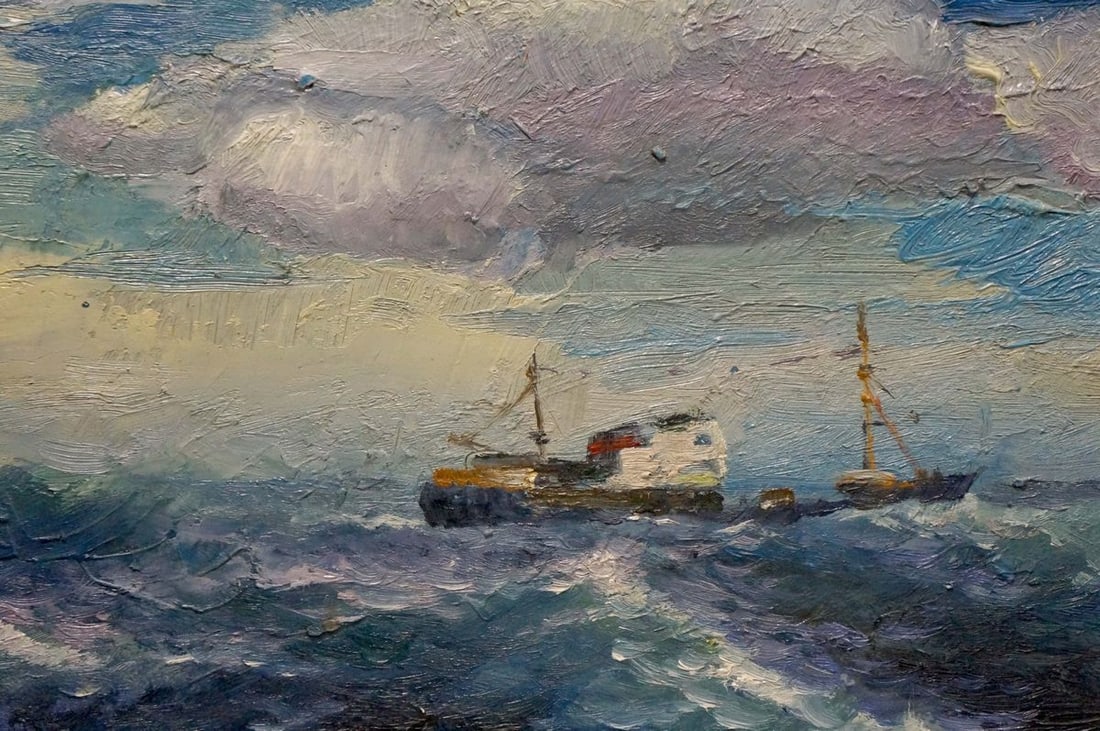 Oil painting Ships at sea - 6