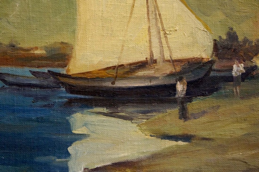 Oil painting Boats by the shore - 6