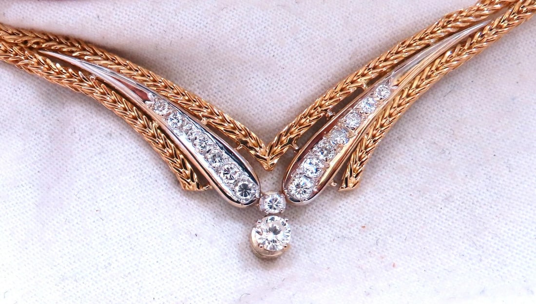 1.55ct Natural Diamonds Classic Vintage Grandma Necklace 14kt Gold** - 3