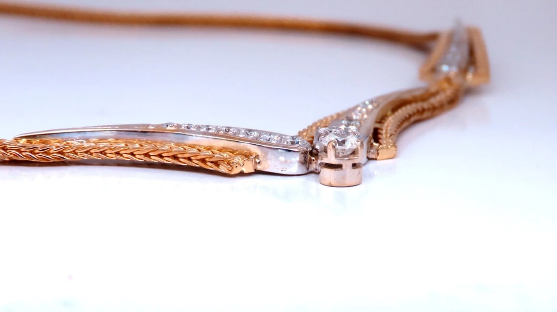 1.55ct Natural Diamonds Classic Vintage Grandma Necklace 14kt Gold** - 4