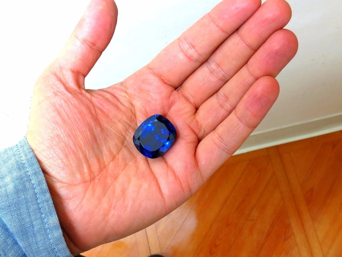 GIA Certified 62.60ct Natural Blue Cushion Cut Tanzanite Magnificent+ - 4