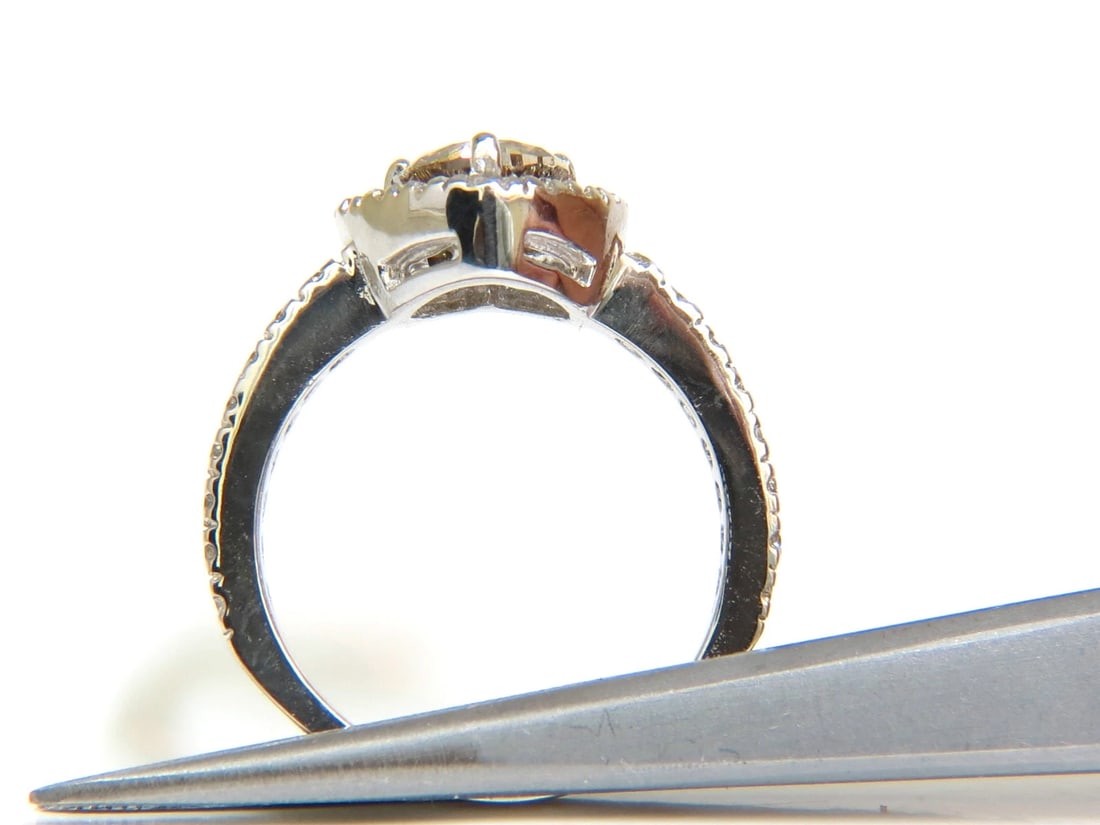 1.37CT NATURAL FANCY BRIGHT BROWN HEART CUT HALO DIAMOND RING 14KT VS** - 4