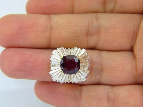 GIA Certified 5.08ct. Natural Ruby Diamonds ring 18kt Ballerina Prime *v - 7