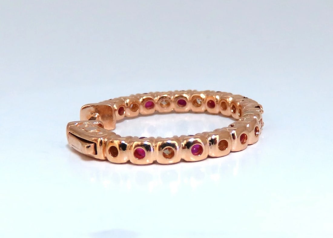 3.45ct natural Ruby diamonds hoop earrings 14kt rose gold inside out** - 4
