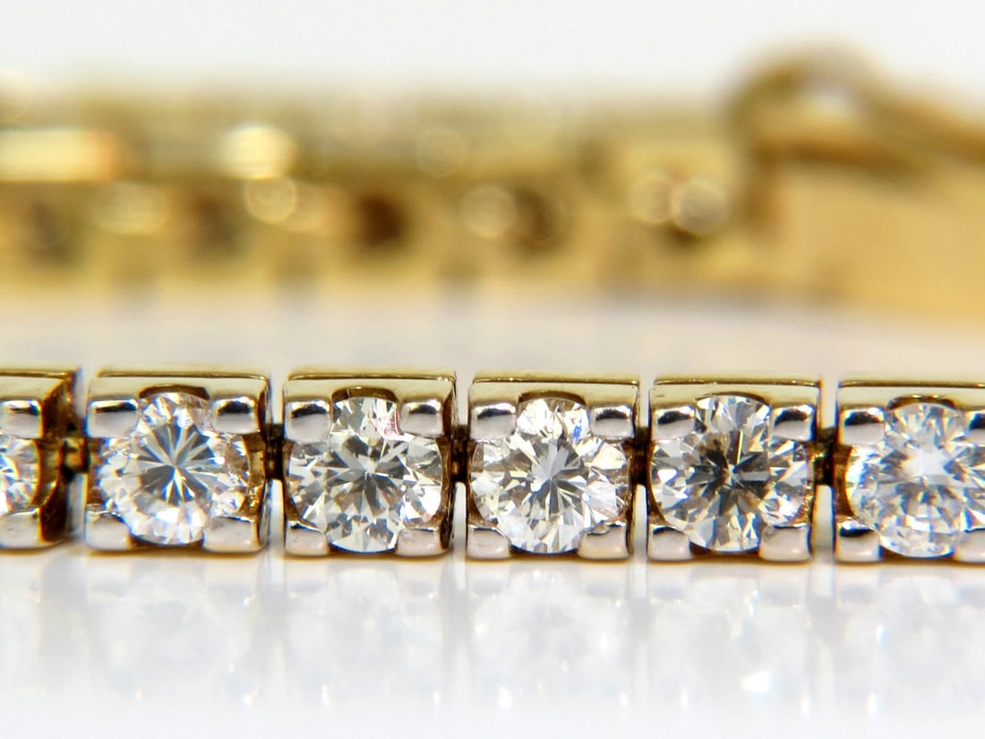 6.00CT CLASSIC NATURAL DIAMOND TENNIS BRACELET G/VS 14KT GOLD** - 4