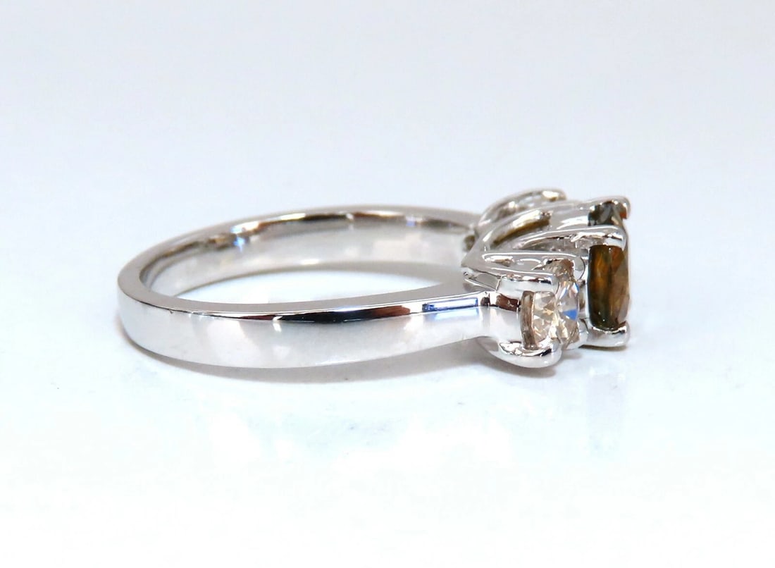 2.30ct Natural Fancy Color Sapphire Diamonds Ring 14 Karat Classic Three** - 3