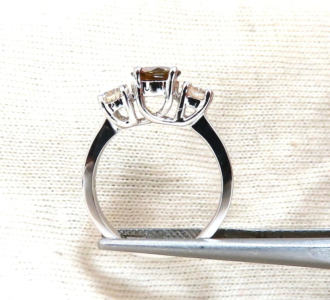 2.30ct Natural Fancy Color Sapphire Diamonds Ring 14 Karat Classic Three** - 4