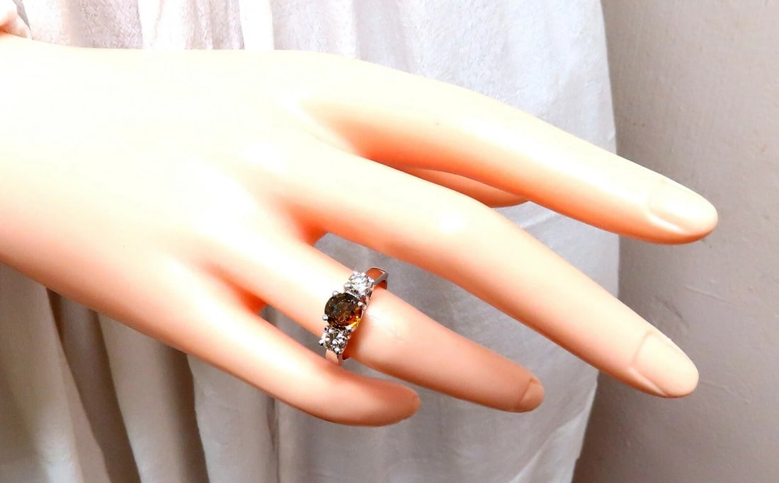 2.30ct Natural Fancy Color Sapphire Diamonds Ring 14 Karat Classic Three** - 6