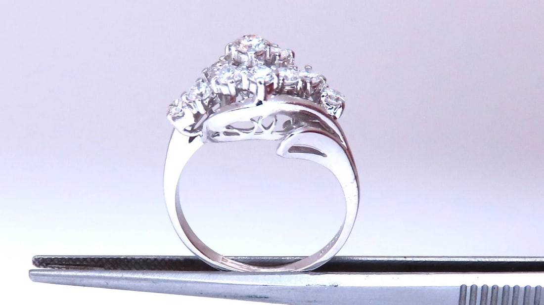 Vintage Natural Diamond ring .80ct 14kt Gold Raised Cathedral Cluster** - 4