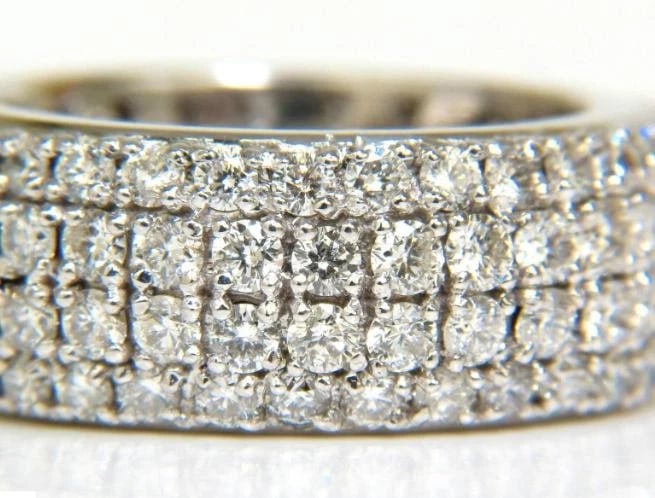 4.00ct Natural Full Cut Diamonds Eternity Wide Band Ring 14kt gold 6.25 49877** - 6