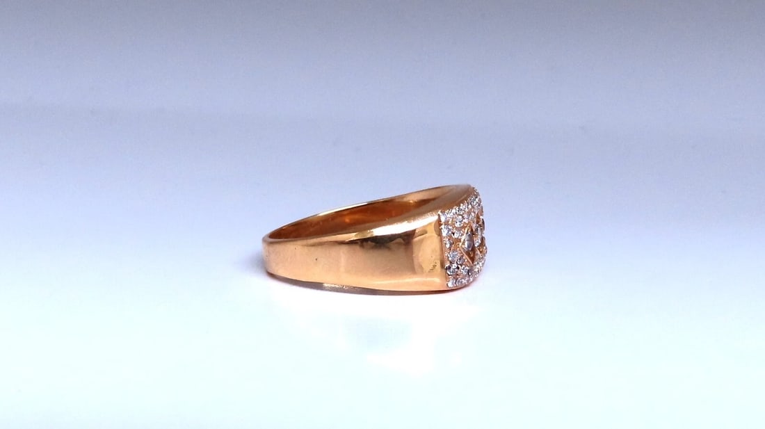 .60ct Natural round diamond mens ring 14kt gold pinky** - 2