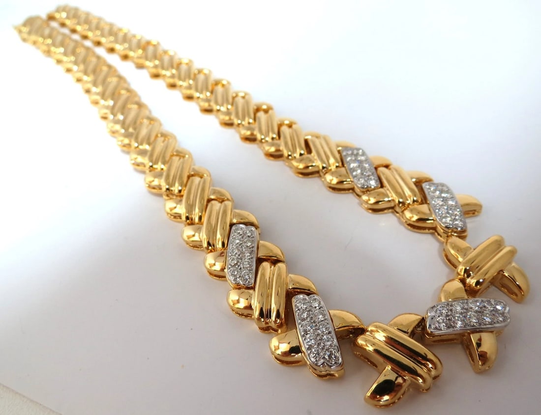2.00ct. diamonds cross-linked "X" eternity necklace. 14kt. Durable Prime+** - 3