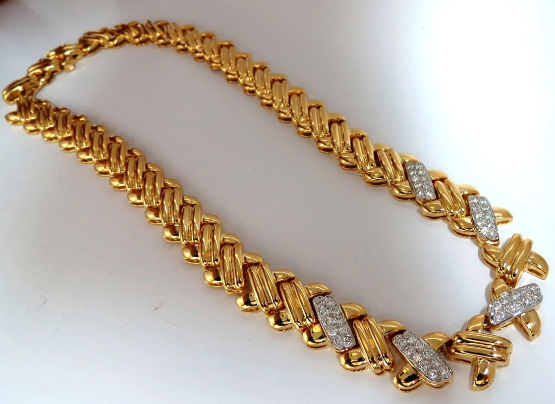 2.00ct. diamonds cross-linked "X" eternity necklace. 14kt. Durable Prime+** - 4