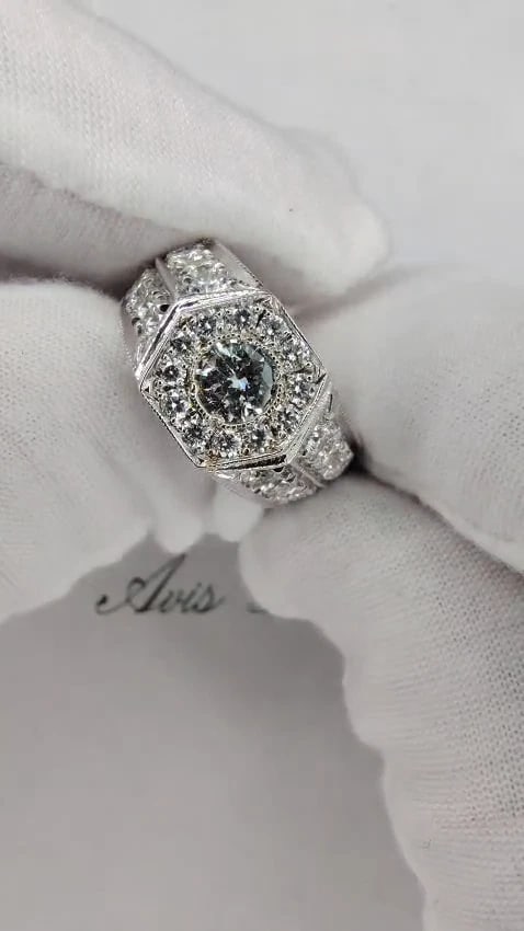 GIA Certified 2.29ct natural diamonds mens ring 18kt Hexagon Deck *v - 2