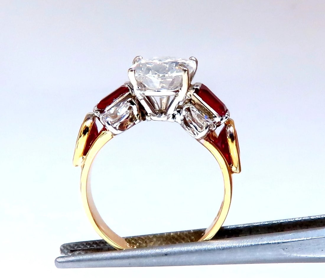 GIA Certified 2.64ct Natural Pear Diamond Ruby ring 14kt** - 4