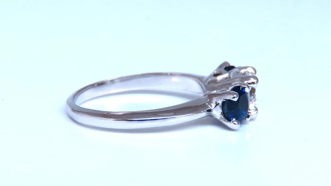 GIA Certified .82ct Natural Diamond Sapphire Three Stone Ring 14kt 54417** - 2
