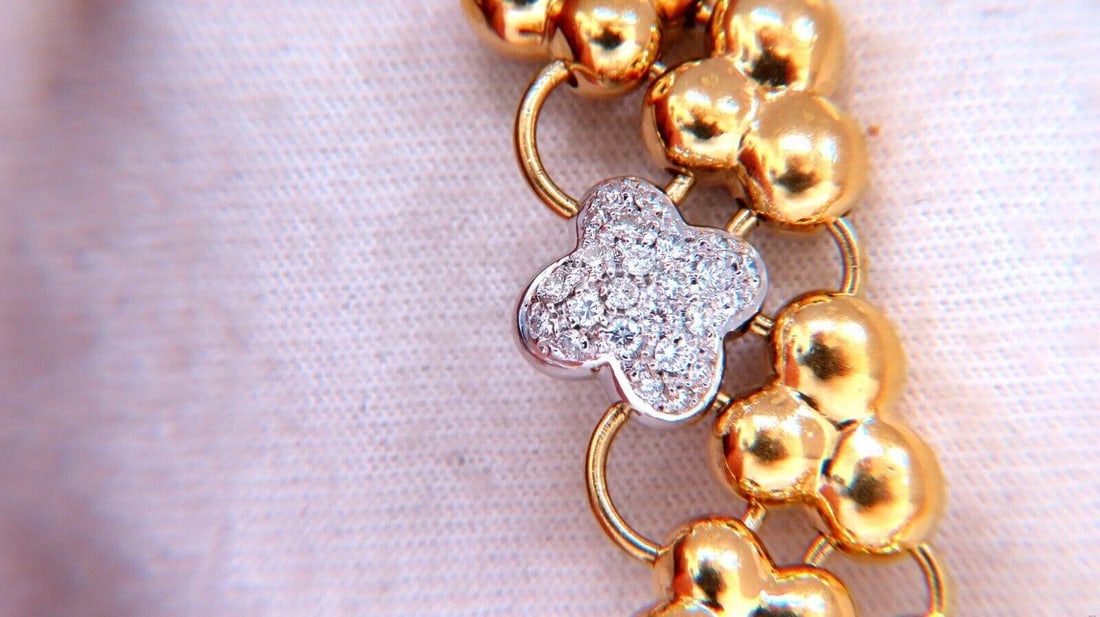 2ct Natural Diamonds Clover Link Necklace 18Kt Gold** - 4