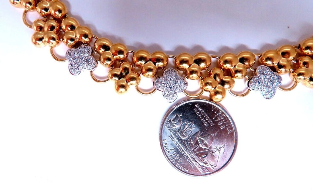 2ct Natural Diamonds Clover Link Necklace 18Kt Gold** - 6